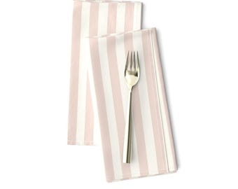 Farmhouse Dinner Napkins Set of 2 - Spring Cottagecore Stripe Country Rustic Cottage Cloth Napkins - Vertical Stripe Pink by hufton_studio