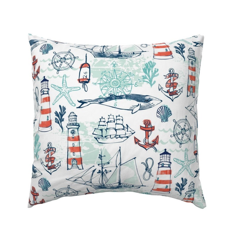 Nautical Ships Pillow Sham Nautical Pacific by ohn_mar_win Etsy