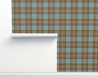 Antique Tartan Non-Pasted Wallpaper Scottish Scotland Check - Morris Special by peacoquettedesigns Wallpaper Double Roll by Spoonflower