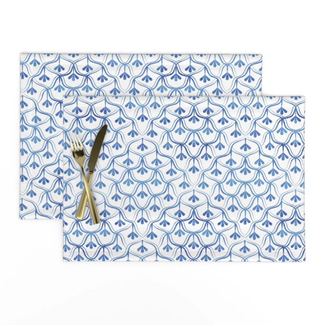 Blue and White Placemats set of 2 Blue Christmas by Selmacardoso
