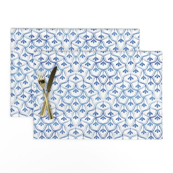 Blue and White Placemats set of 2 Blue Christmas by Etsy