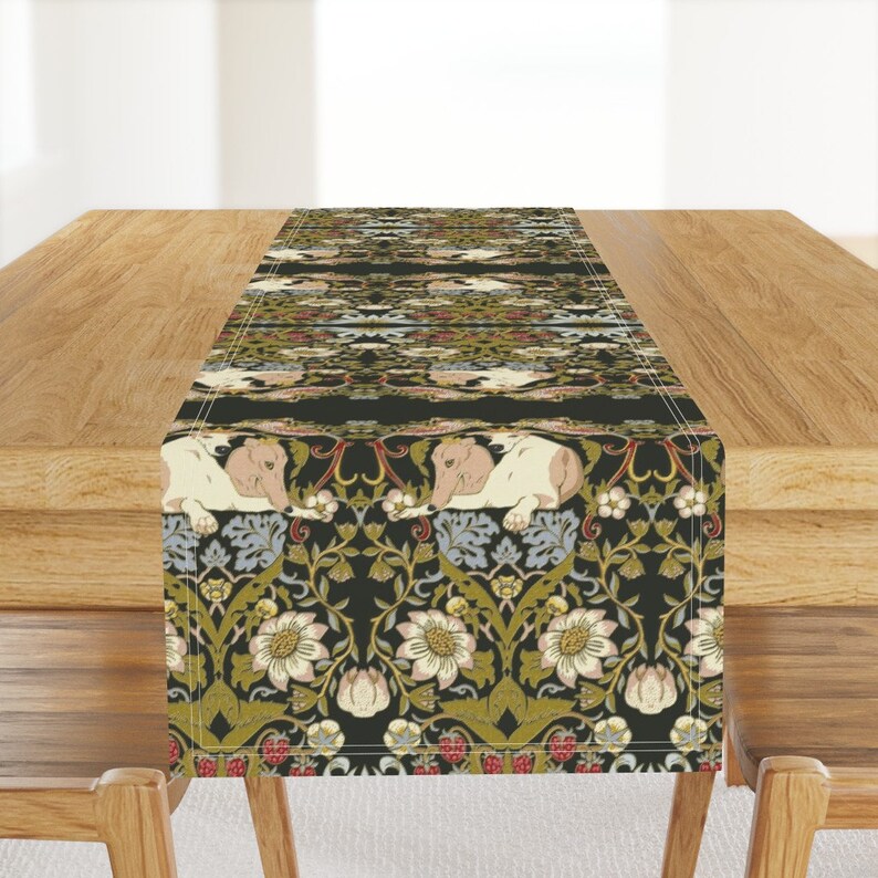 Victorian Greyhound Table Runner Whippet Crown Dogs Border by iizzard Vintage Style Whippet Cotton Sateen Table Runner by Spoonflower image 1