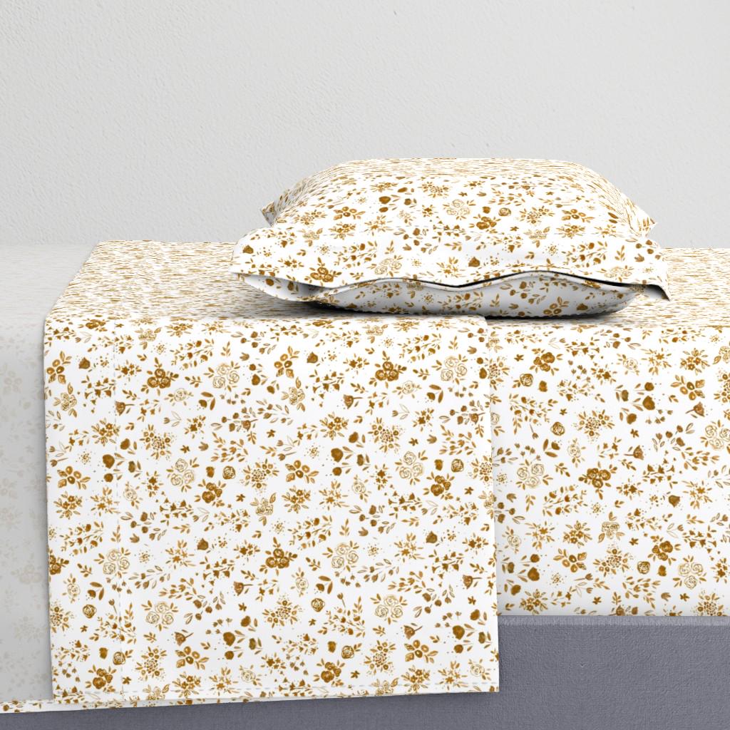 Ditsy Floral シーツ - Darlene Floral Gold White by crystal_walen