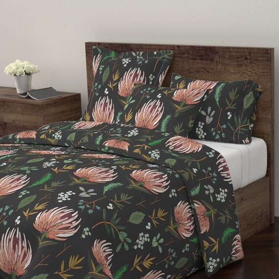 Botanical Duvet Cover Floral Study Dark By Holli Zollinger Etsy