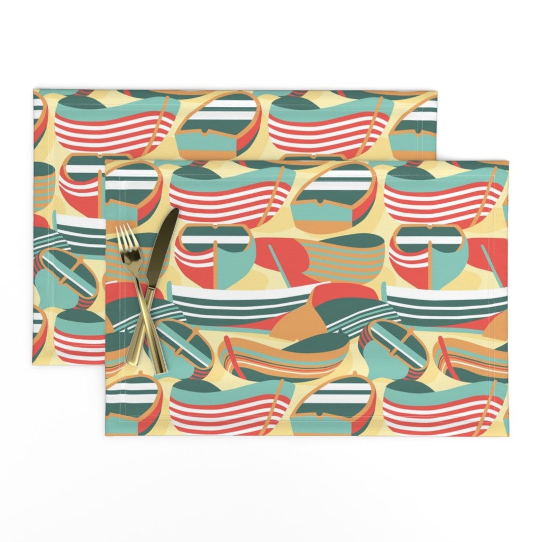 Beach Holiday Placemats set of 2 Summer Sailing by Etsy