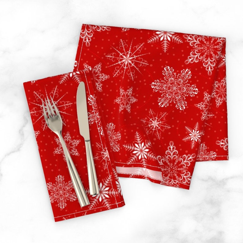 Christmas Dinner Napkins set of 2 Large Snowflakes by Etsy
