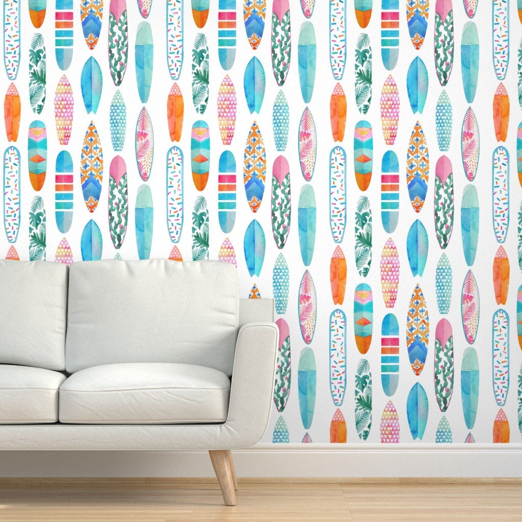 Watercolor Surfboard Wallpaper Surfboards by Tasiania Etsy