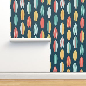 Colorful Surfboards Non-Pasted Wallpaper - Surfboards by annhurleydesign - Nautical Surfing Wallpaper Double Roll by Spoonflower