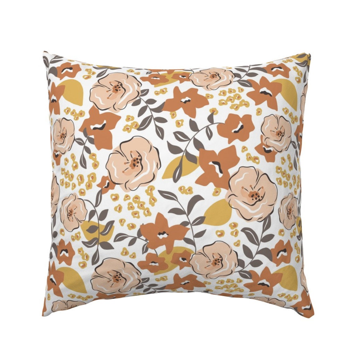 Large Scale Floral Pillow Sham Terra Cotta Summer by Etsy