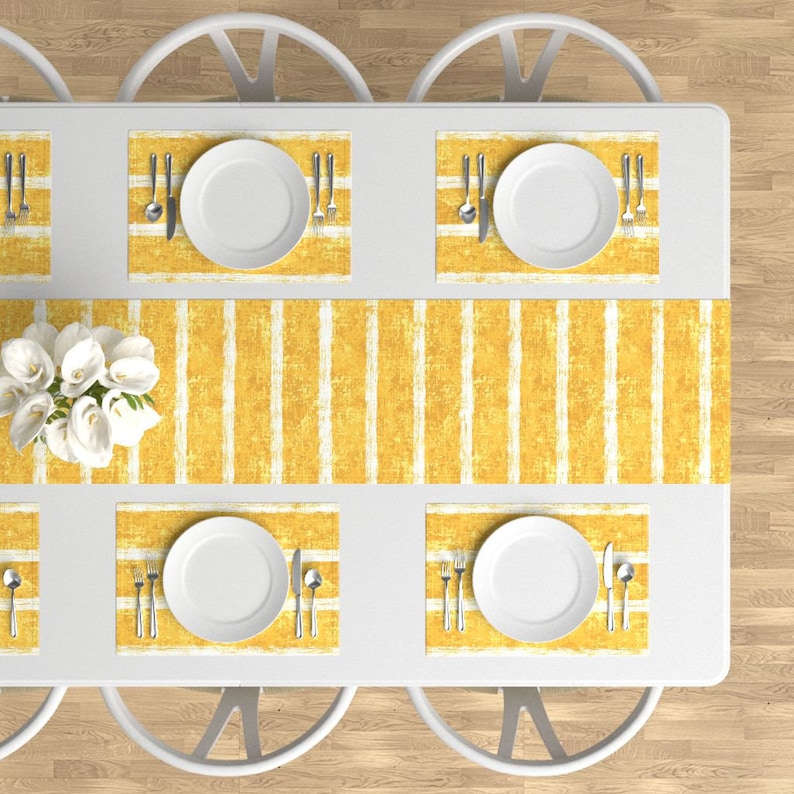 - Nautical Goldenrod by helenpdesigns White Gold Cloth Placemats by Spoonflower Set of 4 Nautical Stripes Placemats