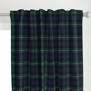 Blue Tartan Plaid Curtain Panel - Mackenzie Tartan by weavingmajor -  Green Plaid Red Tartan Scottish  Custom Curtain Panel by Spoonflower