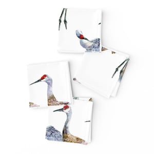 Watercolor Bird Cocktail Napkins (Set of 4) - Sandhill Cranes by vickylilla - Nature Wildlife Crane Animal  Cloth Napkins by Spoonflower