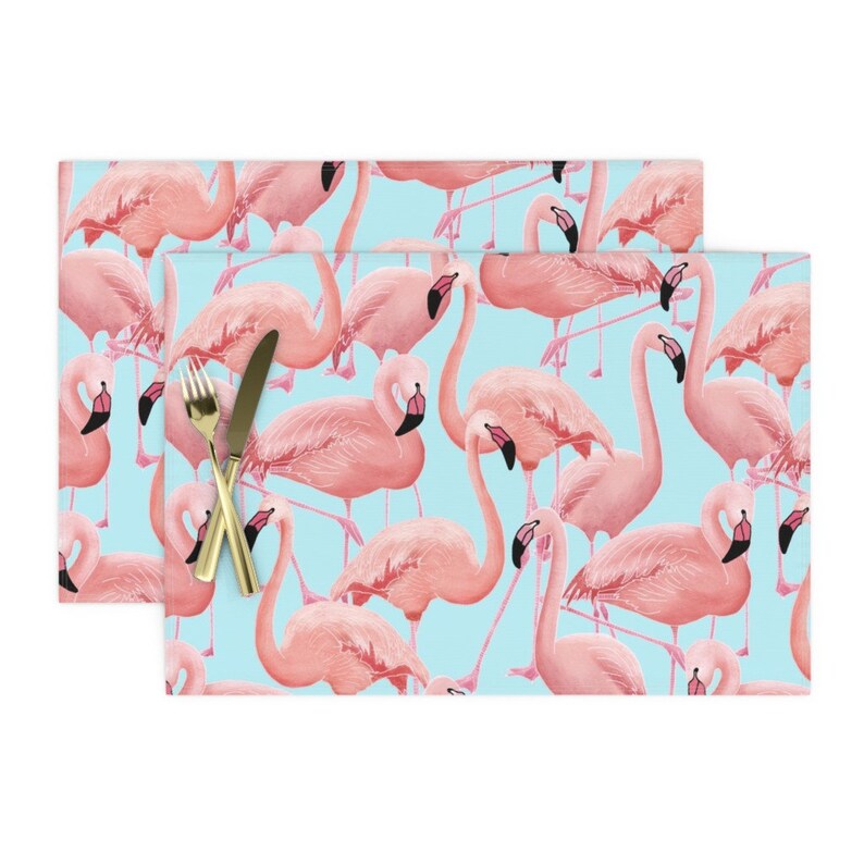 Modern Beach House Placemats set of 2 Flamingo blue by Etsy