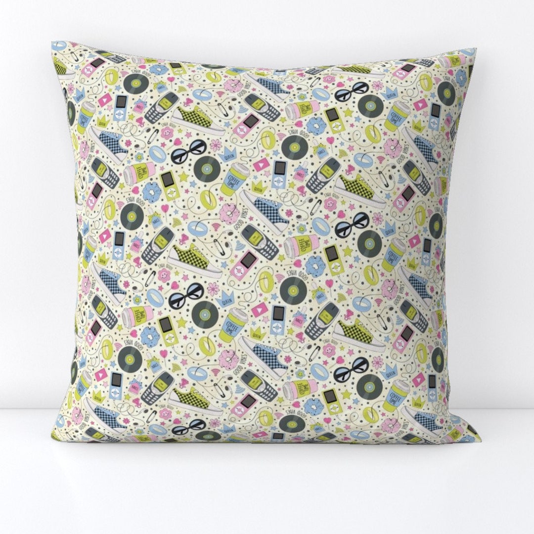 2000s Nostalgia Throw Pillow Fab 2000's by Damaste Y2k Trend 90s