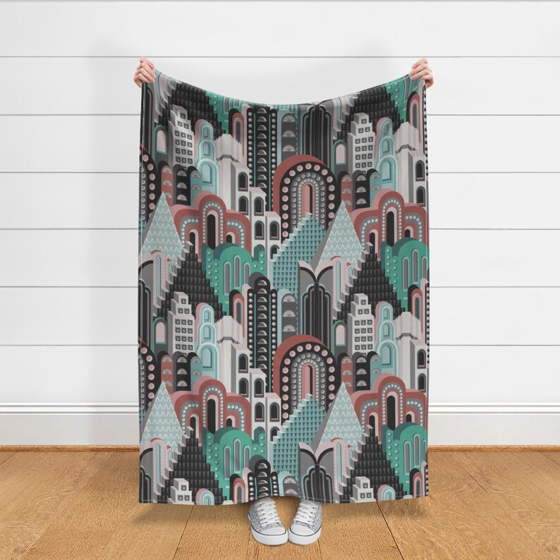 Art Deco Throw Blanket Deco Metropolis Large Scale by Etsy