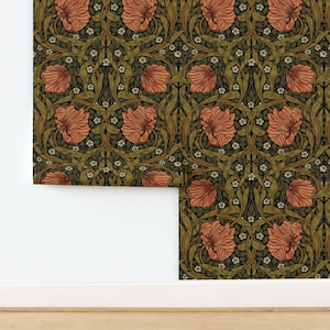 Art Nouveau Floral Non-Pasted Wallpaper - Pimpernel By William Morris by utart - William Morris Opulent Wallpaper Double Roll by Spoonflower