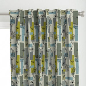 Mid Century Modern Panel - 50s Floral von elizabeth_hale_design - Vintage inspirierte 1950er Jahre Paneel Vorhang von Spoonflower