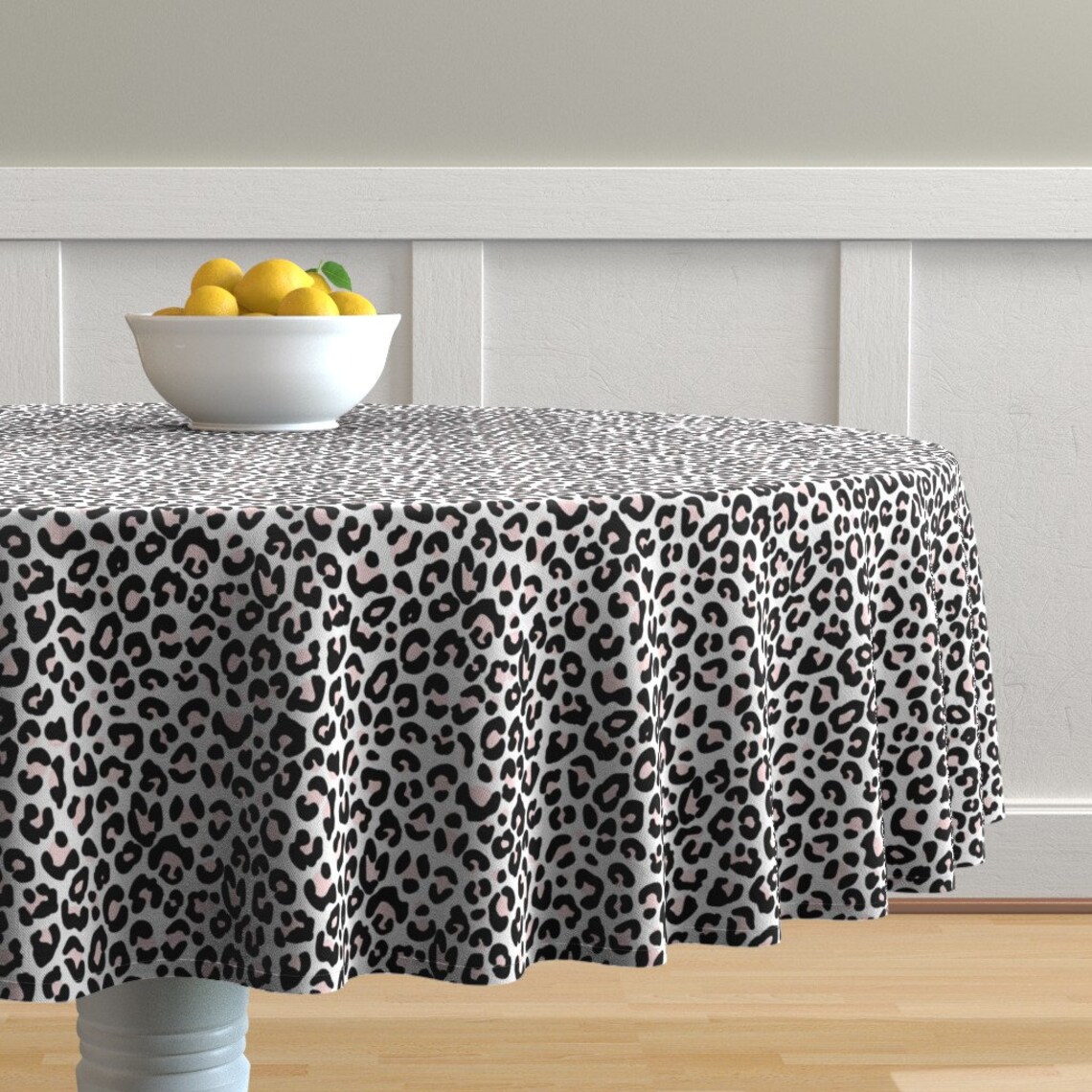 Animal Print Round Tablecloth White Pink Leopard Cheetah by Etsy