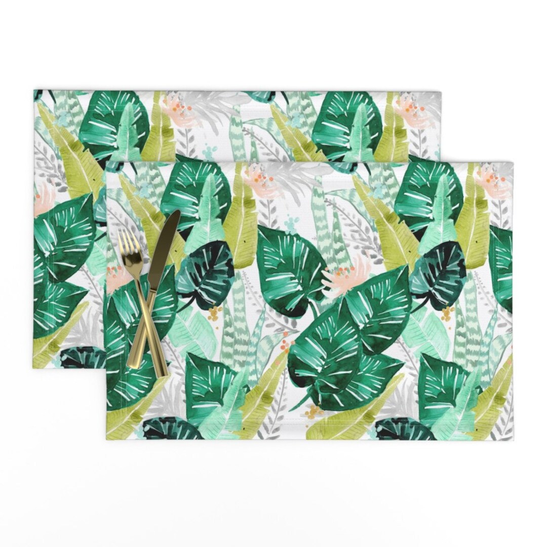 Tropical Placemats set of 2 Tropical White by Etsy