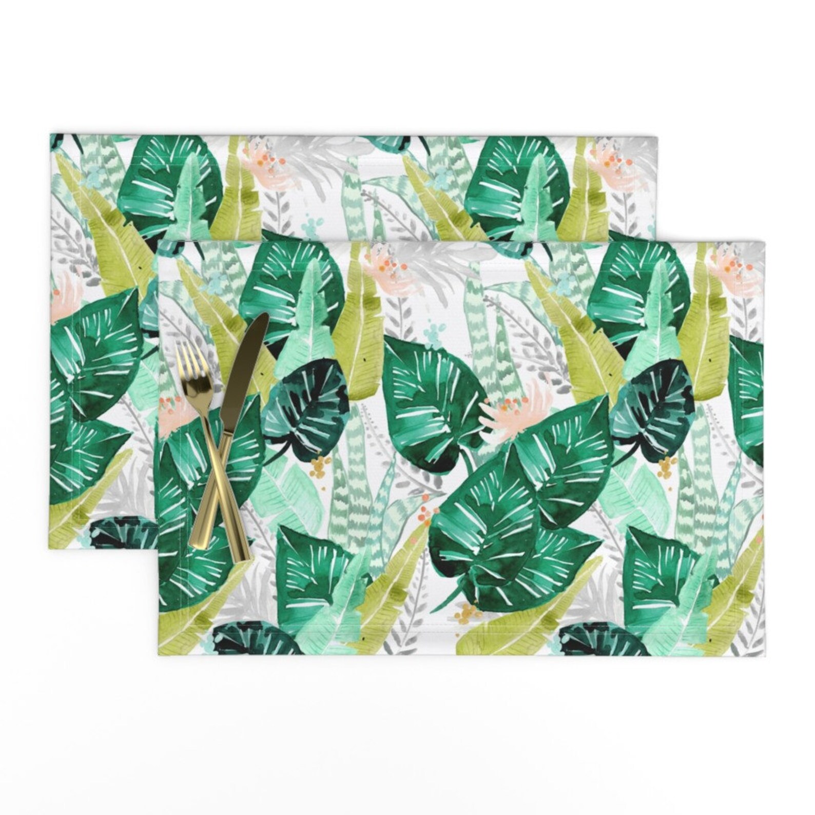 Tropical Placemats set of 2 Tropical White by Etsy
