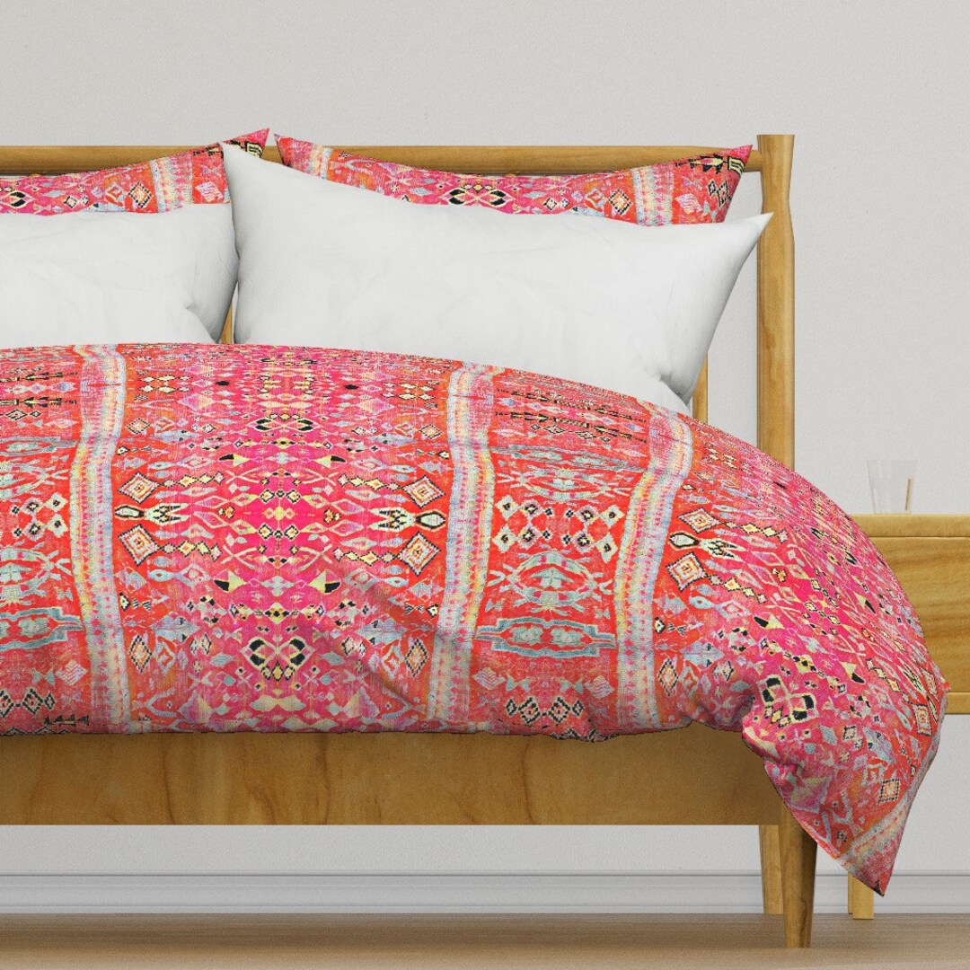 Moroccan Style Bedding Tropical Sunrise Vertical by Floraryfabrics Vintage Look Cotton Sateen