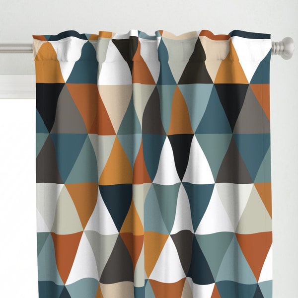 Teal And Rust Curtain Panel - Concord by ivieclothco - Mid Century Modern Retro Inspired Atomic Era  Custom Curtain Panel by Spoonflower