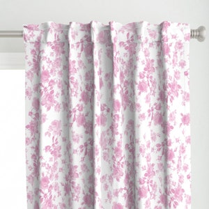 Shabby Chic Curtain Panel - Saint Colette Roses Pink by lilyoake - Pink Flowers English Roses June Roses Custom Curtain Panel by Spoonflower