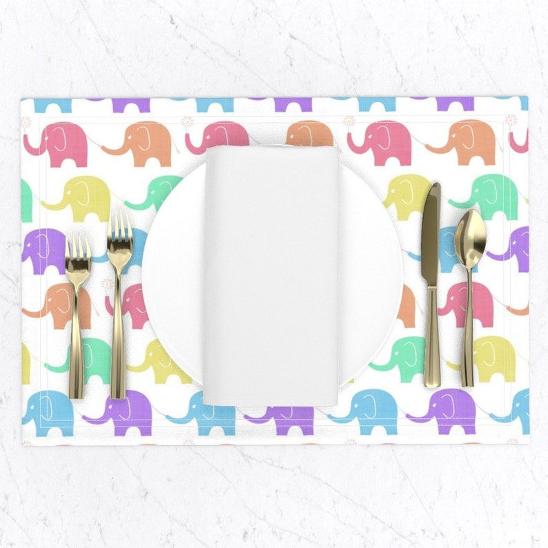 Elephant Placemats set of 2 Elephant Fiesta by Etsy