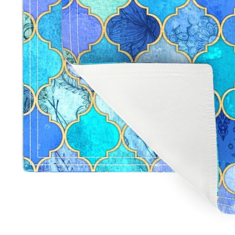 Quatrefoil Placemats Set of 2 Cobalt Blue And Aqua Etsy