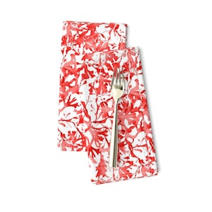 Nautical Dinner Napkins (Set of 2) - Seaweed In Coral by joanmclemore - Beach House Decor Coral Reef Ocean Cloth Napkins by Spoonflower