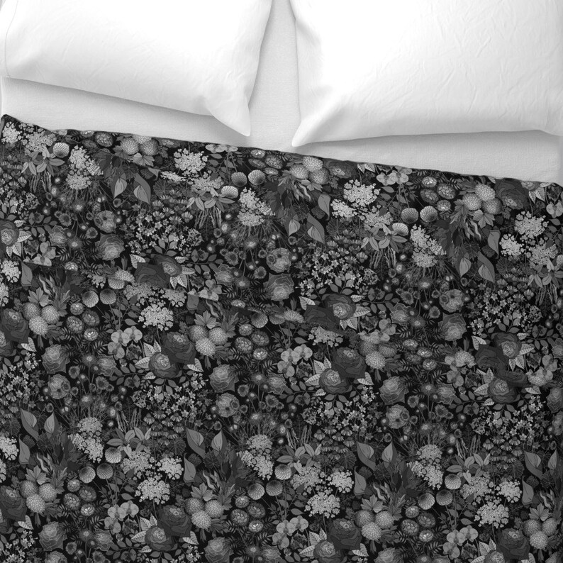 Dark Botanical Duvet Cover Haunted Garden by Etsy