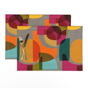 Midcentury Modern Placemats (Set of 2) - Kaleidoscope by ceciliamok - Bright Geometric Retro Abstract Cloth Placemats by Spoonflower