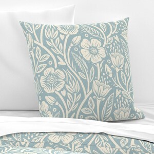 Blue Wildflowers Bedding - French Country Cottage by thatpolymath_shellym - Cream Floral Pastel Cotton Sateen Duvet Cover OR Pillow Shams image 3