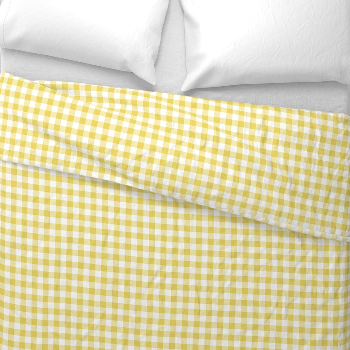 Plaid Duvet Cover Gingham Yellow by Littlerhodydesign Etsy