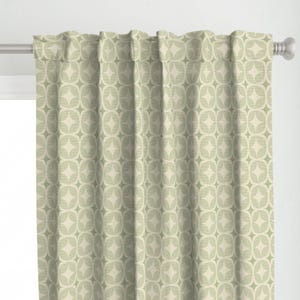 Vintage Curtain Panel - Retro Geometric Green by housebythesea - Abstract Sixties Seventies Mcm Textured Custom Curtain Panel by Spoonflower