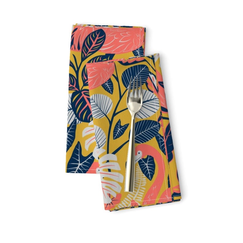 Tropical Coral Dinner Napkins Set of 2 Coral Gables Etsy
