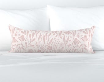 Flowers XL Lumbar Pillow - Blush Medium Scale Wildflowers Extra Large Rectangle Lumbar Pillow - New Blush Wildflowers by writtenbykristen -