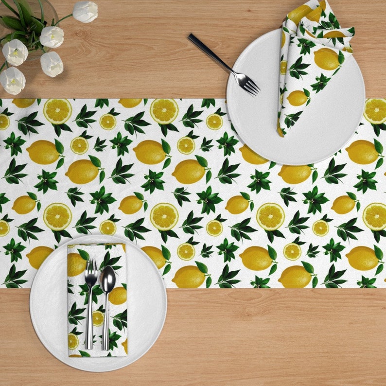 Vintage Lemons Table Runner Lemon Love White by lemonlovegood Victorian