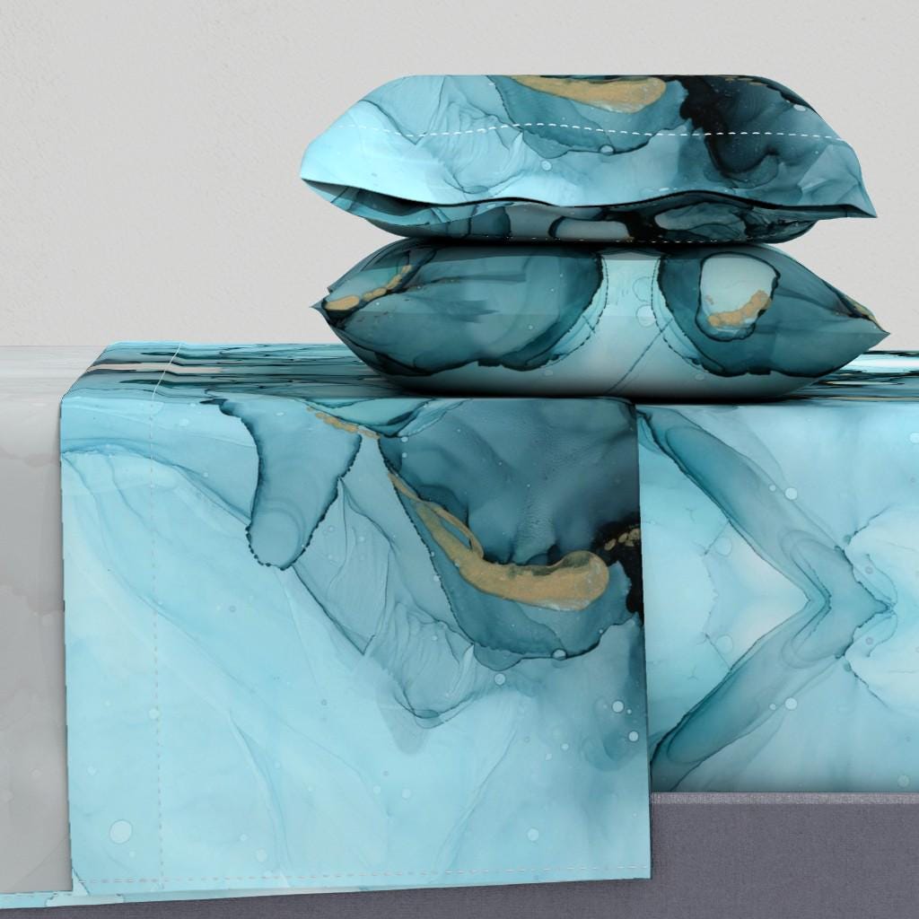 Abstract Sheet Set Abstract Sheets - Ocean Marble Large by Dailymiracles - Ocean Fluid ...