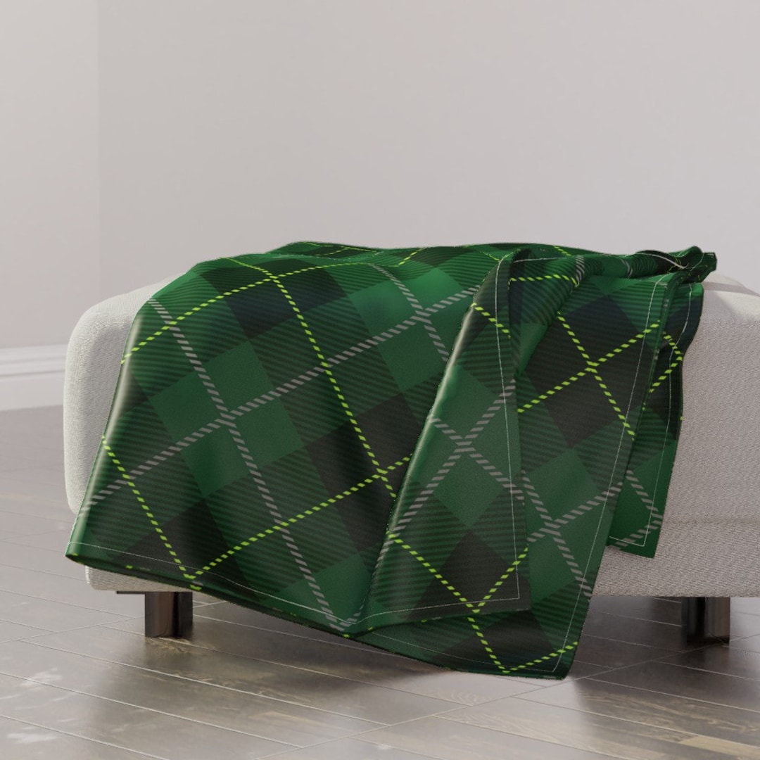 Green Plaid Throw Blanket Dark Green Christmas Tartan by Paper_and