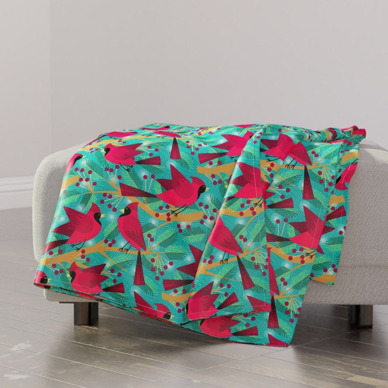 Birds Throw Blanket Winter Solstice Cardinals by Etsy