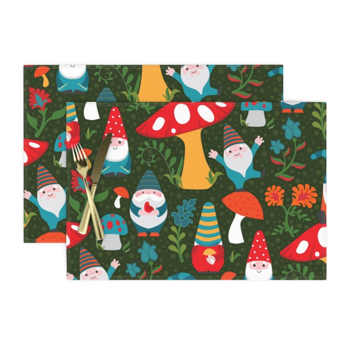 Gnomes Placemats Set of 2 Shroomin' by michaelzindell Etsy