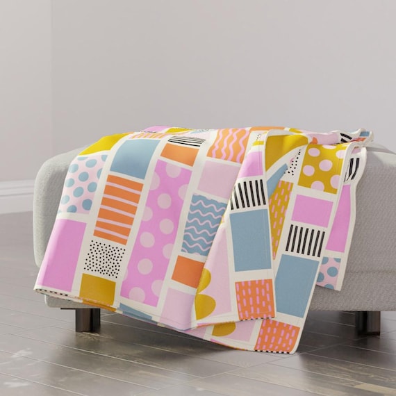 Streifen Decke - Multi Muster Bunt Groß angelegte Verspielte Bunte Decke - Bunte Blöcke by sandra_hutter_designs