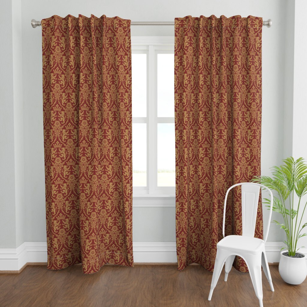 Curtain Renaisance Medieval Lion Curtain Panel - Royal Egal Victorian Gothic Renaissance ...