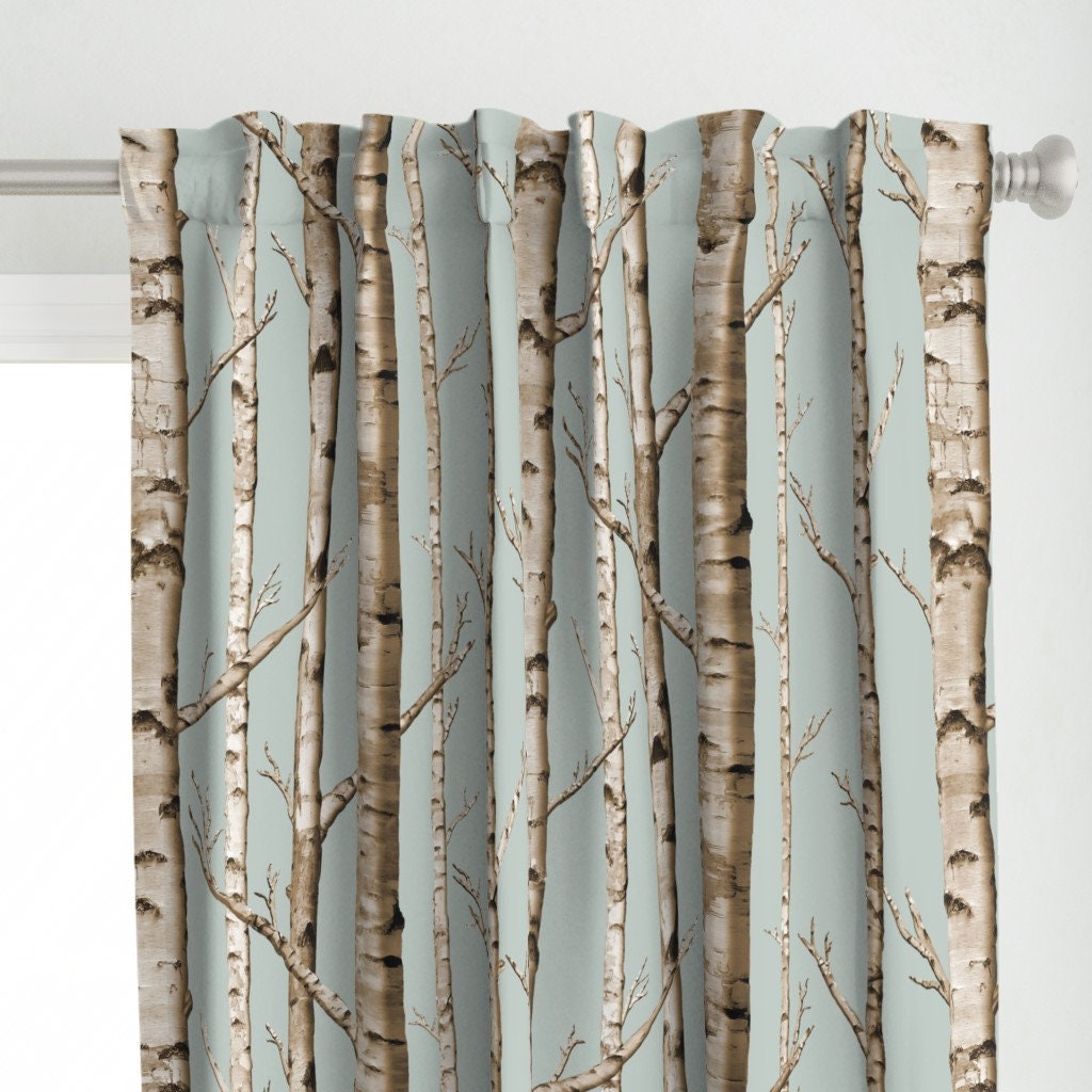 Rustic Trees Curtain Panel - Birch Grove Birch Forest Trees Custom ...