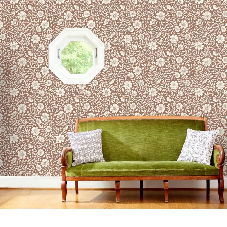 Rustic Farmhouse Non-Pasted Wallpaper Floral Cottagecore Cabincore - Cabincore Floral by little_forest_atelier Wallpaper by Spoonflower image 9