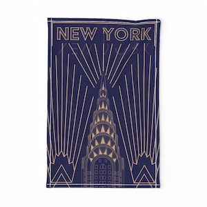 Strofinaccio Chrysler Building - Nyny di bev_glanville - New York City Nyc Manhattan Art Deco Lino Cotone Tela Strofinaccio di Spoonflower