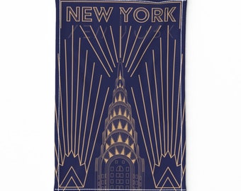 Chrysler Building Tea Towel - Nyny by beverley_glanville - New York City Nyc Manhattan Art Deco Linen Cotton Canvas Tea Towel by Spoonflower