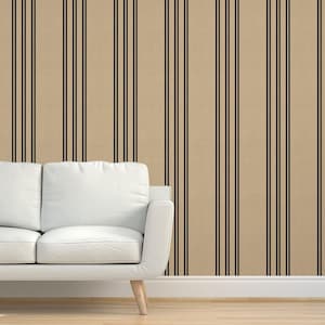 Coastal Stripe Textured Grasscloth Wallpaper - Aegean Stripe Tan by holli_zollinger - Khaki Black Natural Sisal Wallpaper Spoonflower