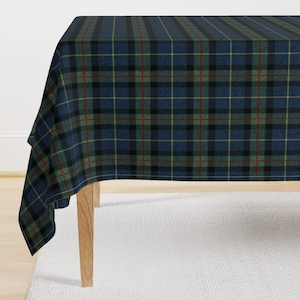 Plaid Tablecloth - Classic Blue Tartan by willowlanetextiles - Blue Tartan Traditional Scotland Cotton Sateen Tablecloth by Spoonflower